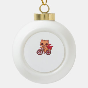 Boule En Céramique Vampire Chat sur la promenade à vélo d'Halloween -
