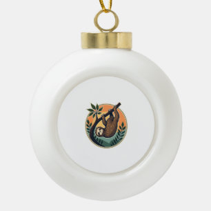 Boule En Céramique Vecteur de paresseux vintage Badge rétro faune 2