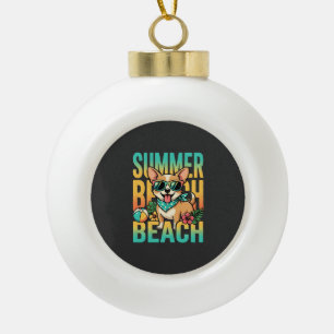 Boule En Céramique Vecteur de vacances de chien de plage d'été