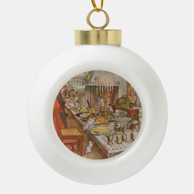 Boule En Céramique Veille de Noël Carl Larsson 1904 (Devant)