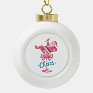 Boule En Céramique Verre à cocktail de Noël Santa Cheers Vintage Xmas