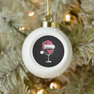 Boule En Céramique Verre à vin rouge Noël drôle de Noël Xmas 