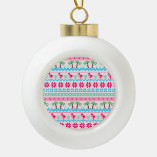 Boule En Céramique Vilain pull de Noël Flamant rose Tropical