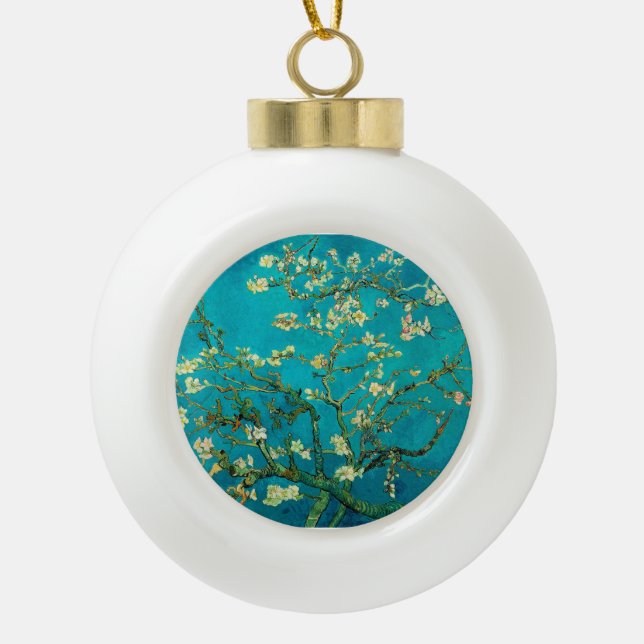 Boule En Céramique Vincent Van Gogh Blossoming Almond Tree Floral Art (Devant)