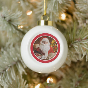 Boule En Céramique Vintage Christmas Santa Claus Jolly Personalize