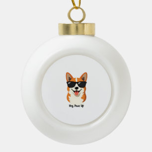 Boule En Céramique Vintage Hey, Paws Up Corgi avec Lunettes de Soleil