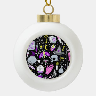 Boule En Céramique Vintage tartan brun-orange.