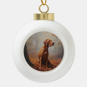Boule En Céramique Vizsla à l'automne Feuilles automne Inspire