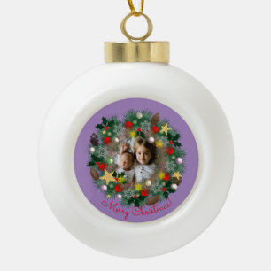 Boule En Céramique Vœux de Noël et du Nouvel An, photo dans une couro