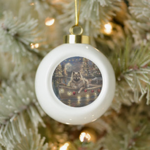 Boule En Céramique Voyage de Noël du Keeshond