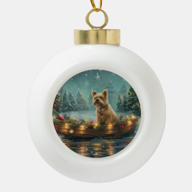 Boule En Céramique Voyage festif de Noël de Cairn Terrier (Devant)
