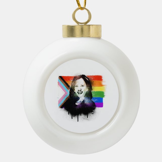 Boule En Céramique VP Kamala Harris LGBTQ Progress Pride Graffiti (Devant)