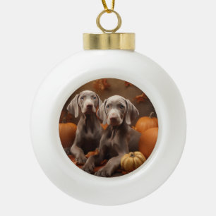 Boule En Céramique Weimaraner Chiot Automne Citrouille délice