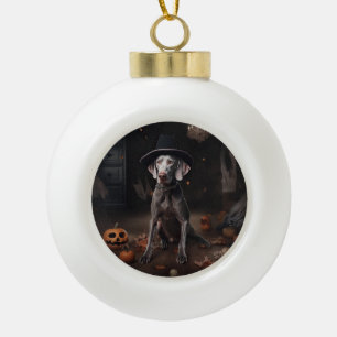 Boule En Céramique Weimaraner Citrouilles Halloween Épouvantable