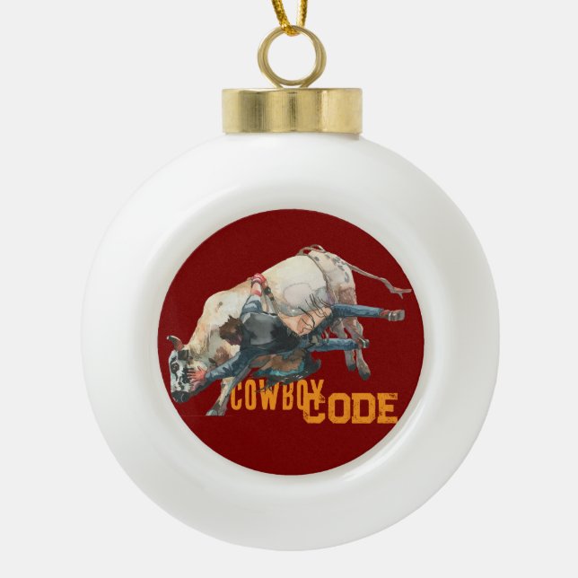 Boule En Céramique Western Cowboy Rodeo Bull (Devant)