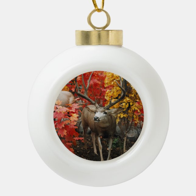Boule En Céramique Whitetail En Automne (Devant)