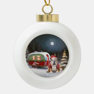 Boule En Céramique Winter Bulldog Caravan Christmas Adventure