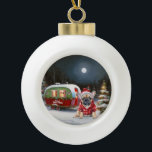 Boule En Céramique Winter French Bulldog Caravan Christmas Adventure<br><div class="desc">Laissez-vous tenter par la magie d'une nuit d'hiver enneigée alors qu'une caravane glisse gracieusement à travers le paysage illuminé par la lune. La beauté sereine de la neige scintillante et l'éclat enchanteur de la lune créent une scène captivante, promettant une aventure de Noël inoubliable remplie de chaleur, de joie et...</div>