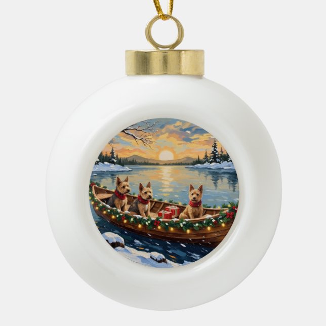 Boule En Céramique Wire Fox Terrier Christmas Boat Holiday (Devant)
