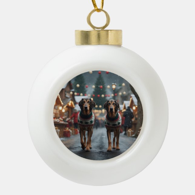 Boule En Céramique Wolfhound Dogs Christmas Snow Holiday (Devant)