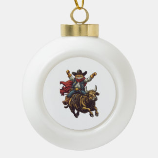 Boule En Céramique Yeehaw Kitty � Chat Far West Cow-boy Rodéo