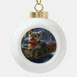 Boule En Céramique Yorkshire Terrier Saison de Noël festive