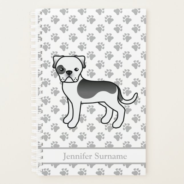 Bouledogue américain pie noir mignon chien de dess (Devant)