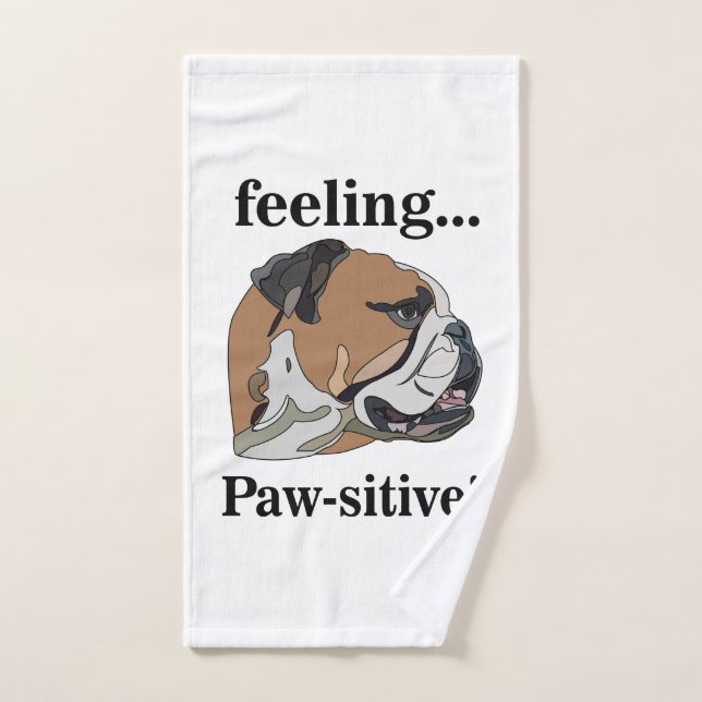 Bouledogue anglais Sentiment Pattesitif Amoureux d (Serviette à main)