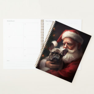 Bouledogue français avec le Père Noël Noël festif