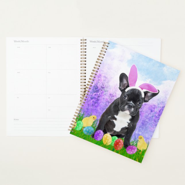 Bouledogue français avec œufs de Pâques Lapin Pous (Devant avec enveloppe)