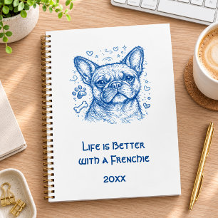 Bouledogue français bleu doodle ligne art frenchie