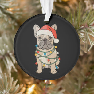 Bouledogue français chien chapeau de Père Noël Joy