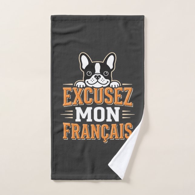 Bouledogue Français Excusez Mon Franais Design (Serviette à main)