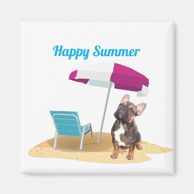 Bouledogue français Magnet heureux d'été (Devant)