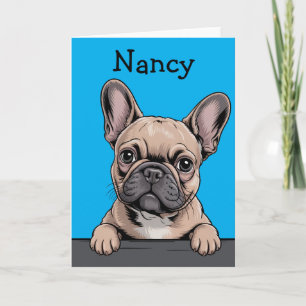 Bouledogue Français Mignon Carte de Vœux Personnal