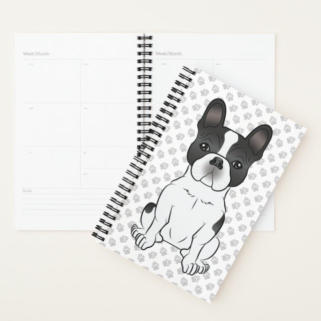Bouledogue français piebalde noir / Chien et patte (Devant avec enveloppe)