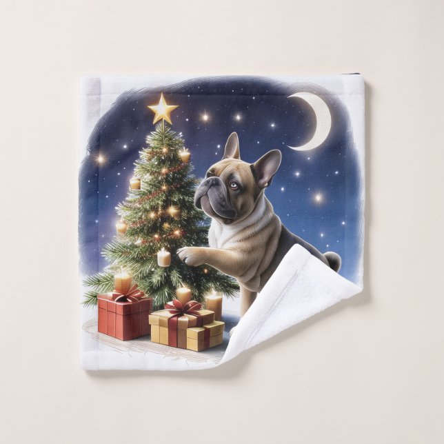 Bouledogue français sapin de Noël Bulldog (Gant de toilette)