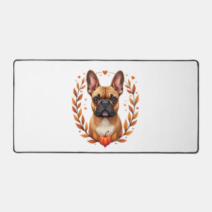 Bouledogue français vintage avec couronne de feuil