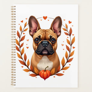 Bouledogue français vintage avec couronne de feuil