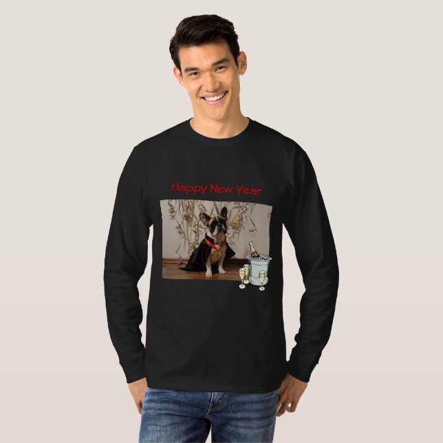Bouledogues français Bonne Année T-shirt (Devant entier)