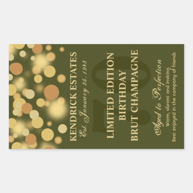 Boules de Champagne d'Or Vert Étiquette d'annivers (Devant)