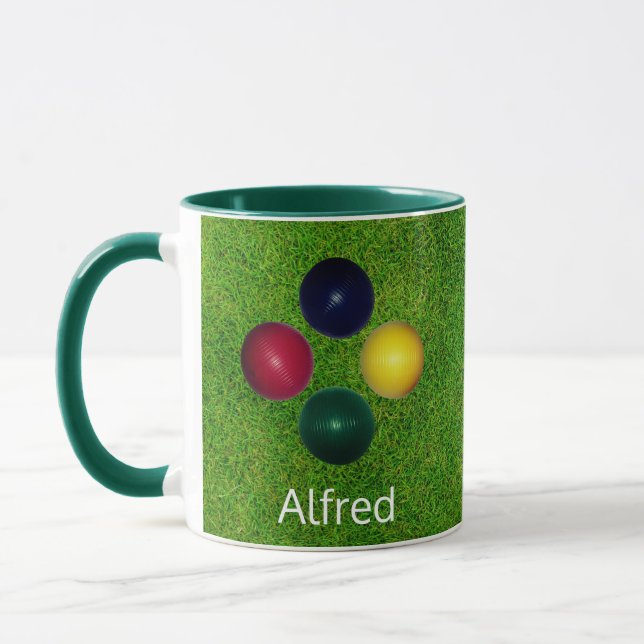 Boules de croquet personnalisées sur Mug d'herbe v (Gauche)