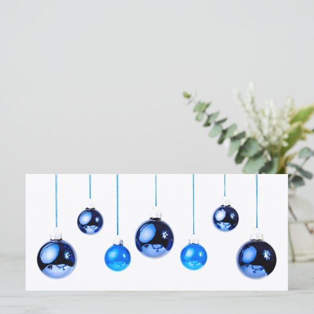 Boules de décoration de Noël bleu photo avec texte (Debout devant)