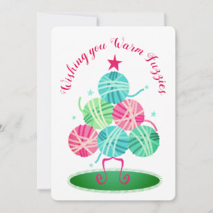 Boules de fil arbre tricot crochet carte de Noël