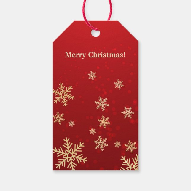 Boules de neige dorées sur les étiquettes cadeaux  (Devant)