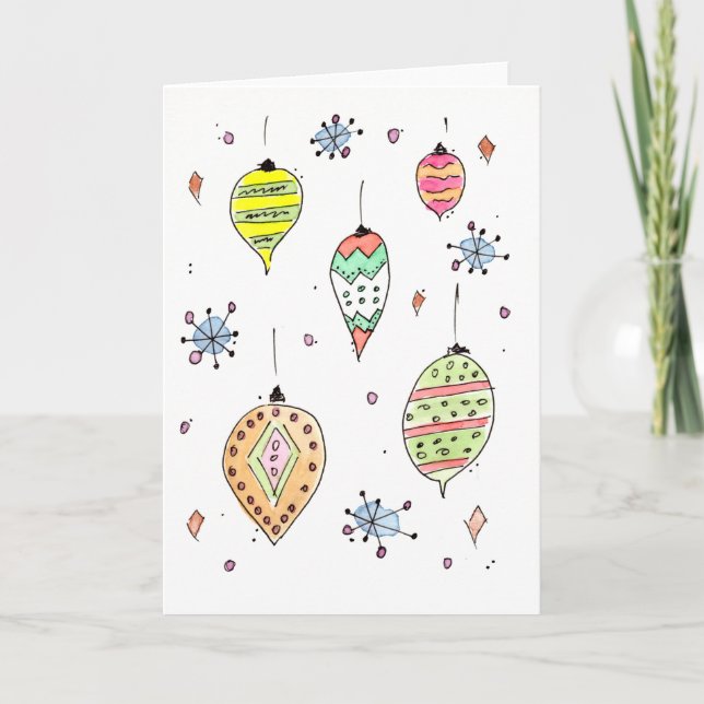 Boules de Noël brillantes - Carte de Noël (Devant)