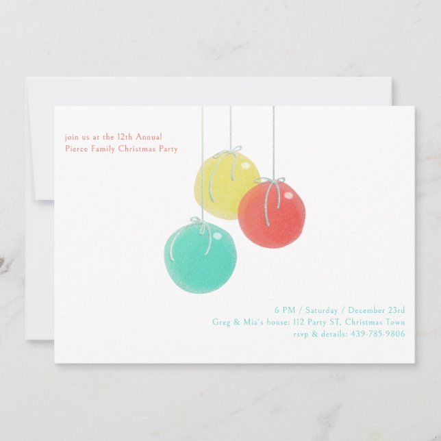 Boules de Noël scintillantes Carte de vacances (Devant)