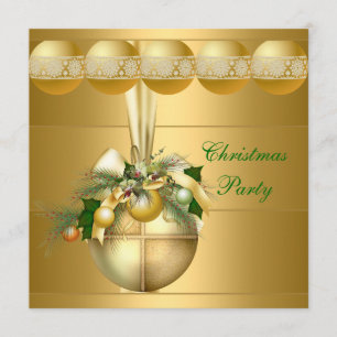 Boules dorées pour invitation de fête de Noël
