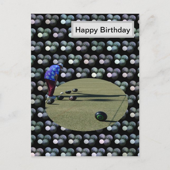 Boules sur gazon, carte postale d'anniversaire,  (Devant)