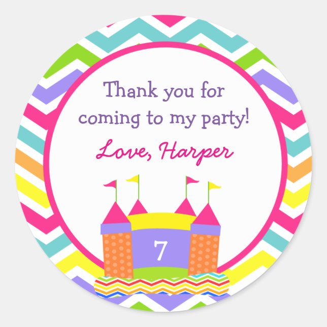 Bounce House Anniversaire Fête Favoriser Stickers (Devant)